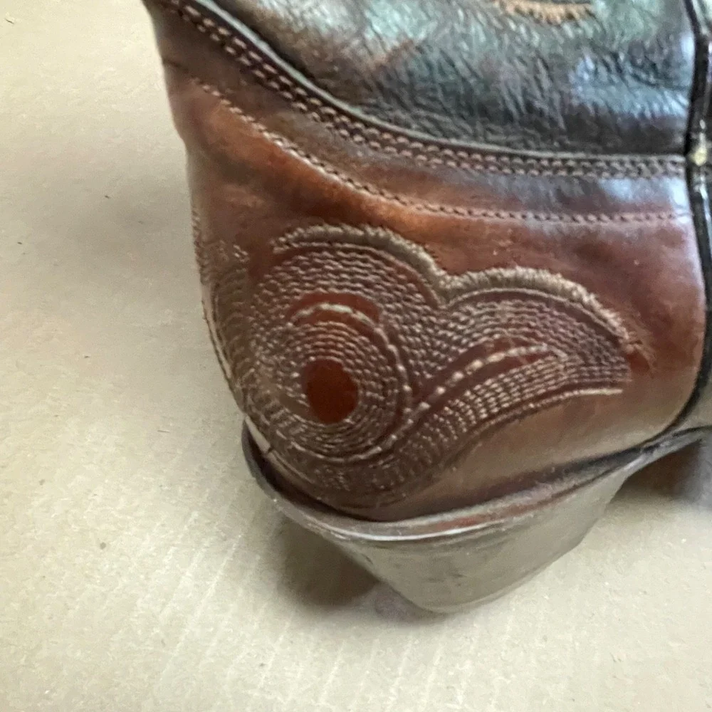 Corral Boots Women's Sz 12M Brown Overlay Pointed Toe Embroidered Katie E1005‎
